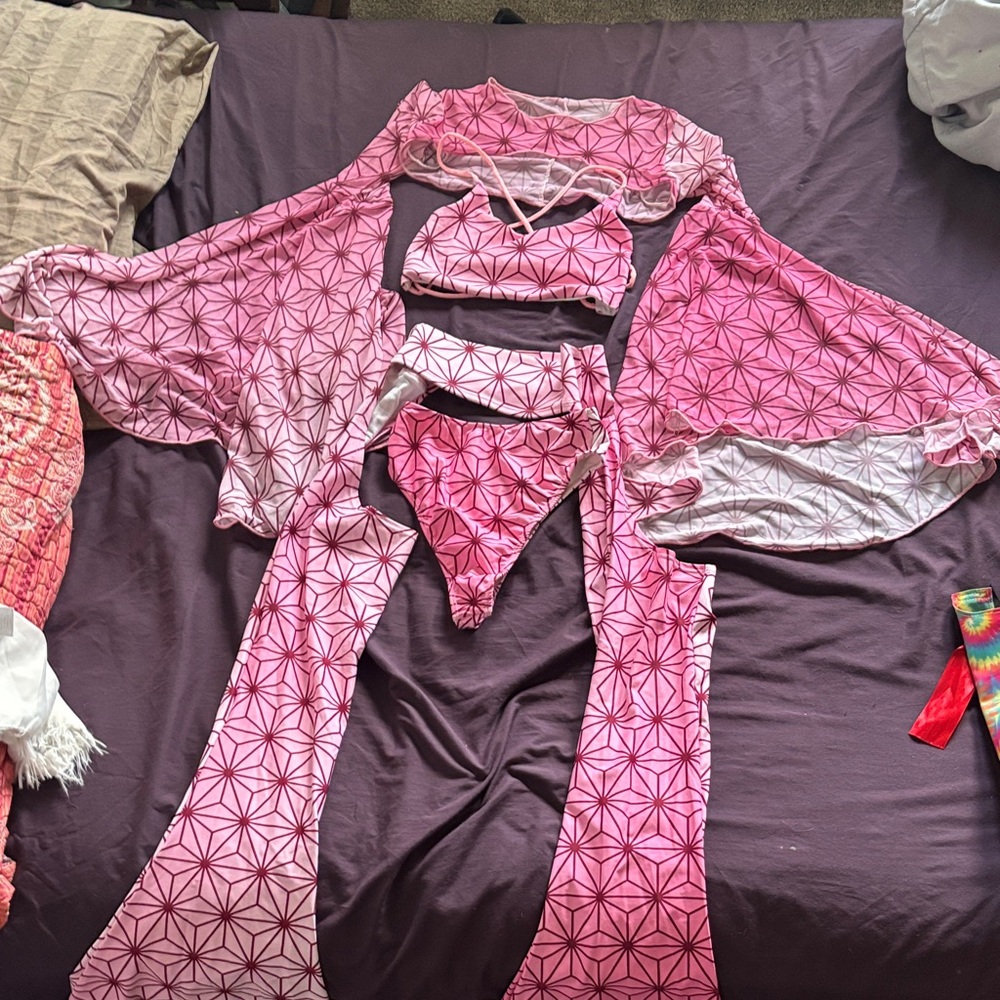 Pink Nezuko Geometric Women's Rave Set